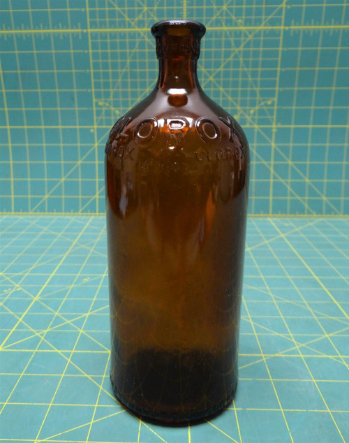 Antique Clorox Bleach 16oz Amber Glass Bottle Reg. U.S. Pat. Off. 8"H x 3"D