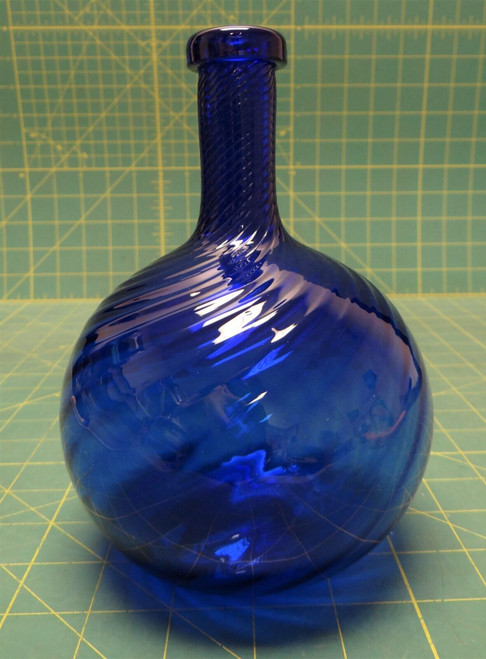 Pairpoint Cobalt Glass Winterthur Swirl Style Hand-Blown Glass Vase 7.125" Tall