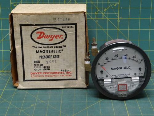 4" Dwyer Magnehelic Pressure Gauge 0-1 Inches of Water 2001C