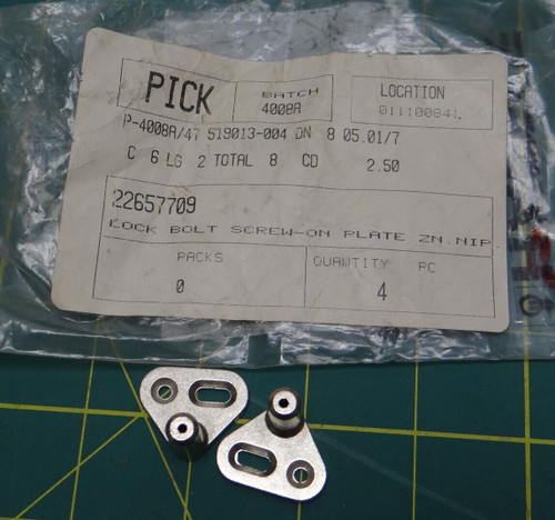 Nickel Plated Locking Bolt Mounting Plate 22657709, Qty: 2