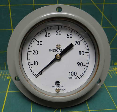 2 1/2" USG U.S. Gauge Co Indicator Gauge 0-60 PSI Center Back 1/4 NPT Connection