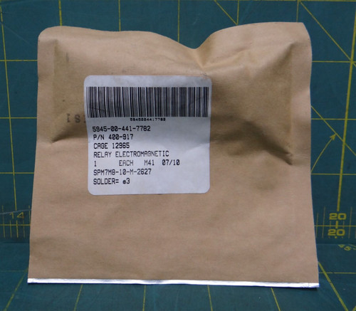 Electromagnetic Relay PN: 400-917, NSN: 5945-00-441-7782, 2000 Ohms, 20 VDC