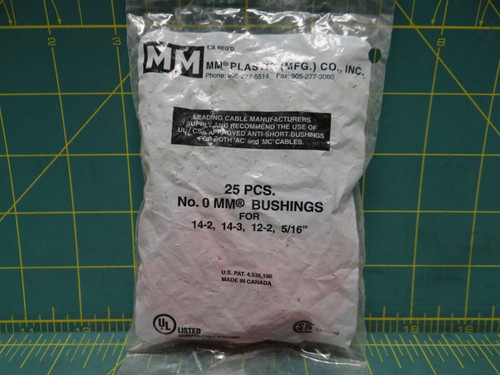 25 Pcs no. 0 MM Brushings for 14-2 14-3 12-2 5/16" MM Plastic Co Inc 