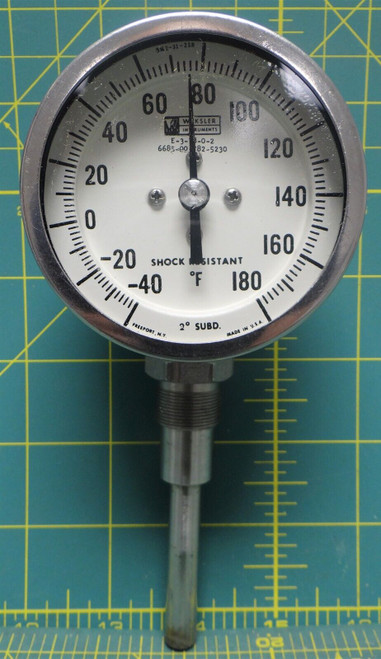 Weksler 3" Bimetallic -40-180°F Self-Indicating Thermometer 6685-00-782-5230