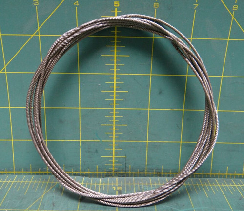 10 Feet Indusco Rope & Fitting 1/16" 7x7 Stainless Steel Aircraft Cable