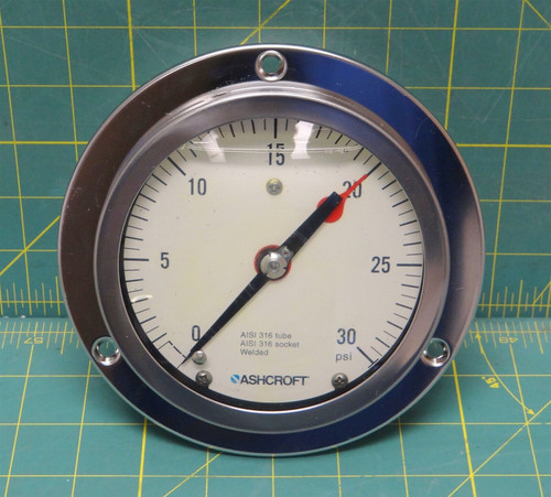 Ashcroft 5" Stainless Steel Pressure Gauge 0 - 30 PSI 1/4" NPT Glycerin-Filled