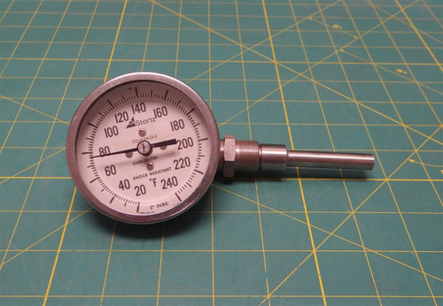 Stortz Horizontal Stainless Steel Thermometer w/ 2" Insertion 20-240 Degrees F 