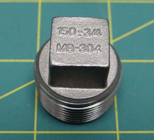 Merit Brass K417-12, 150#- 3/4" Square Head Pipe Plug 304 Stainless