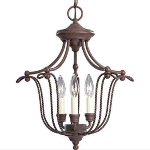 Progress Lighting P3782-33 3 Light Cobblestone Chandelier Foyer Or Hall Fixture