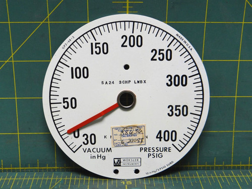 Weksler Instruments 4-1/2" Gauge Dial for SA24-3CHP-LWBX 30-0-400 Pressure 