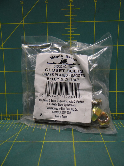 Black Swan 12241 5/16 x 2-1/4" Closet Bolts - Brass Plated - Bagged