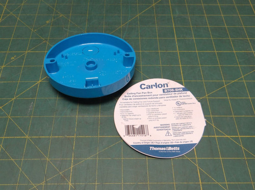 Carlon B708-SHK 8 cu in Shallow PVC Ceiling Fan Pan Box w/o Hardware, 4" RD