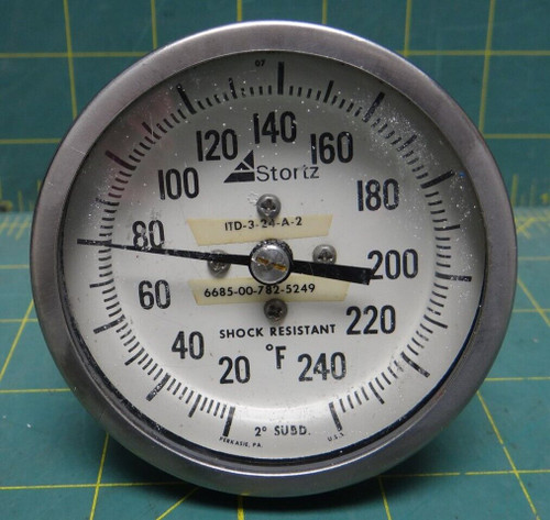 3" Stortz Shock Resistant 20-240 Degrees F Thermometer  6685-00-782-5249