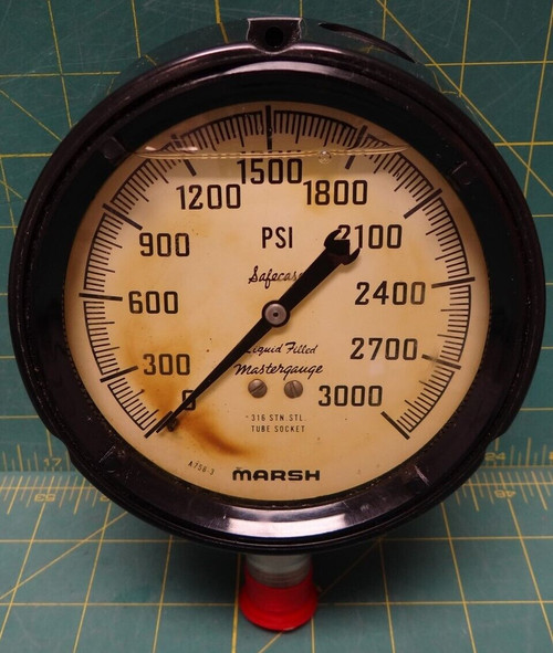 4 1/2" Marsh Liquid Filled Mastergauge 3000 PSI Lower 1/2 NPT Connection