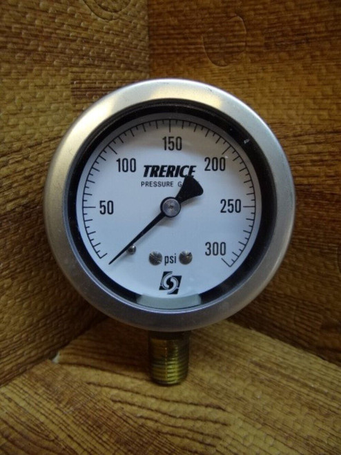 Trerice 2" D821 0-300 psi Pressure Gauge 1/4" NPT Bottom connection