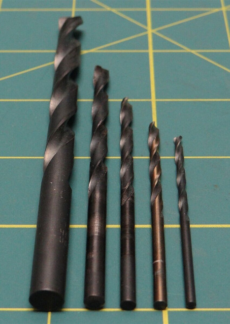 5 Piece Set of Various Size Industrial Strength HSS USA Drill Bits