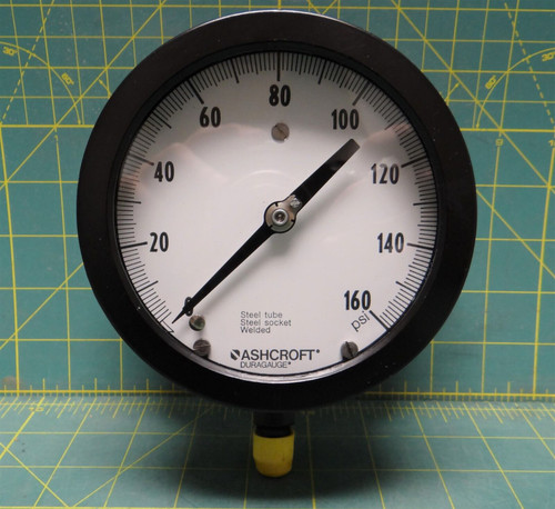 Ashcroft 4 1/2" Pressure Gauge 0-160 PSI 1/4" NPT Bottom NSN: 6685007611696