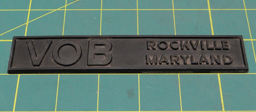 Vintage "VOB Rockville Maryland" Car Dealership Emblem 6-1/8" X 1-1/8"