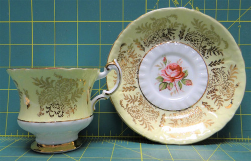 Vintage Paragon Fine Bone China Yellow/Gold & Pink Rose Tea Cup & Saucer England