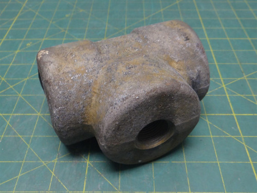 1-1/2" x 3/4" NPT 3M Forged Steel B16 SA/A105 Tee Fitting, YK2, 5" Length