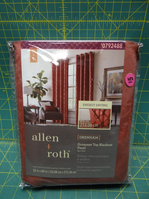 Allen + Roth Drenham Grommet Top Blackout Panel Barn Red 52 x 84 Inch