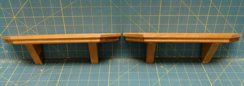 Set of 2 Hand Made Wooden Hanging Shelves with Brackets 12" x 3.5"