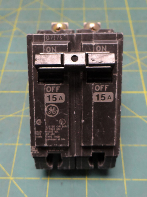 GE THQB2115 15A 2 Pole 10kA at 120/240V AC Thermal-Magnetic Circuit Breaker