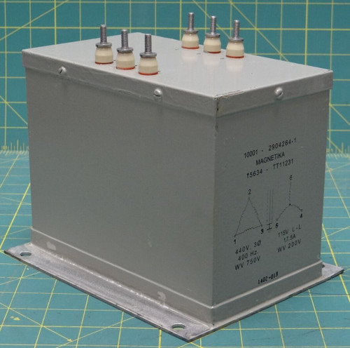Magnetika Power Transformer 400Hz 17.5A 115/440VAC #2904264-1 NSN 5950012660620