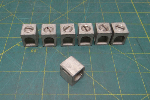 (Lot of 7) Aluminum Box Type Mechanical Lug Conductor, 0.7" Width, 0.65" Length