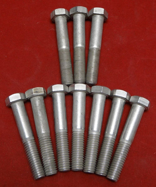 3/8" Hex Head Threaded Bolt, 2-1/4" Long, Different Thread Pitches, Qty: 10