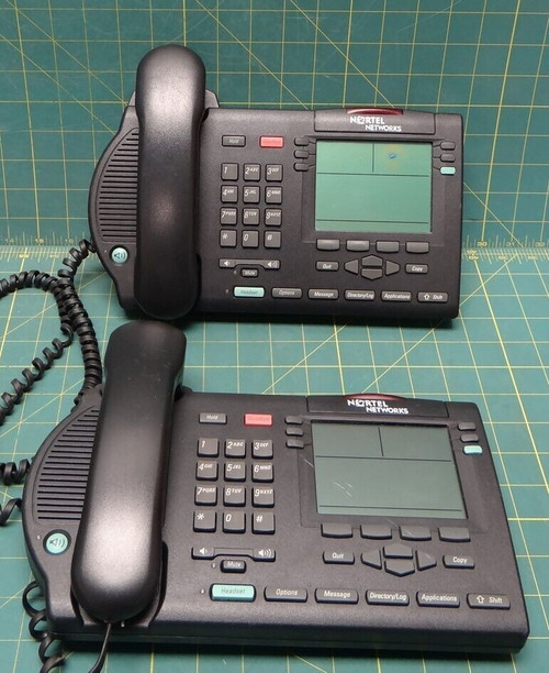 2 Nortel i2000 Series IP Telecom Telephone NTMNG34GA70 Grey M3904 with Headset 