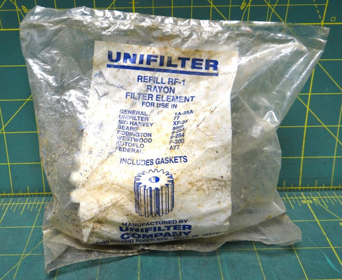 Unifilter Refill RF-1 Rauon Replacement Filter Element Oil Cartridge with Gasket