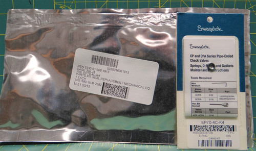 Swagelok EP70-4C-K4 O-Ring 2C 4C CA 4CPA Poppet Check Valve NSN 5330-01-606-1913