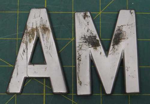 Vintage Retro Matte Silver Decor Metal Letters "A" and "M" Wall Art