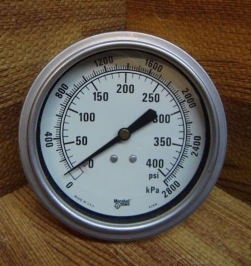 3 1/2" Marshall Town Compound Pressure Gauge 0-400 psi / 0-2800 kPa MADE IN USA