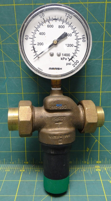 3.5" Marsh Gauge 0-200 PSI with Honeywell Braukmann DS05G1085 Regulator Valve