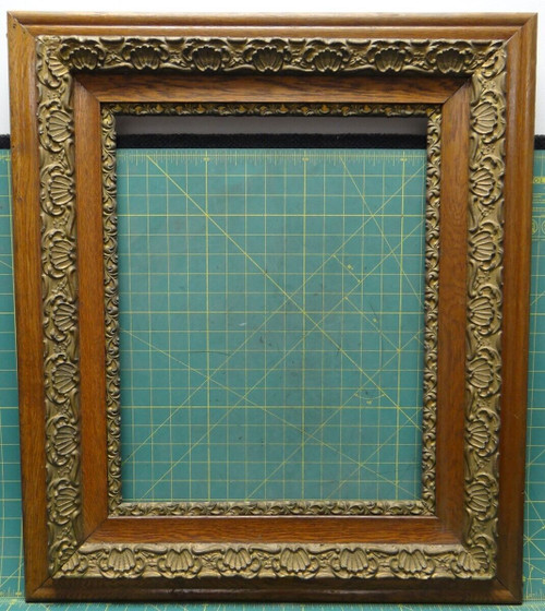 Antique Vintage Decorative Gilded Wood Frame With Carved Notched Edging