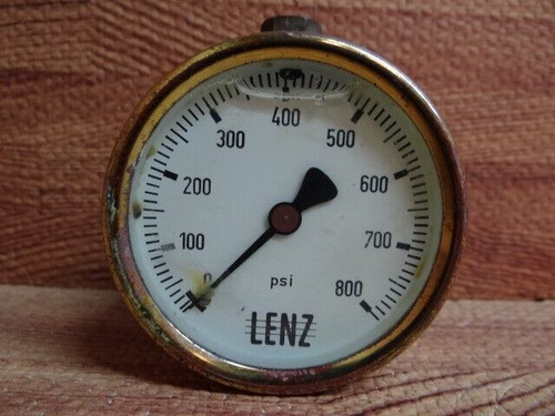 2 1/4" LENZ Liquid Filled Pressure Gauge 0-800 PSI CBM 1/4" NPT Connection
