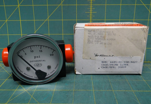 Orange Research Inc 1201PG-1-A-2.5L Pressure Gauge 20 PSI, 1/4" NPT Inlet