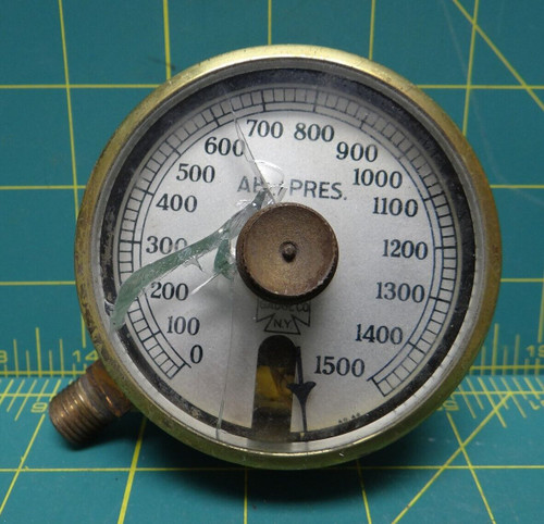 Vintage US Gauge 3" Absolute Pressure Gauge w/ Rotating Set-Point 1/4" NPT