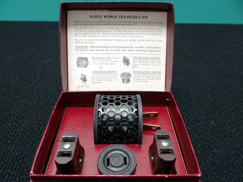 Vintage Original 1940's Schick World Traveler's Kit W/ Eurpoean Power Converters