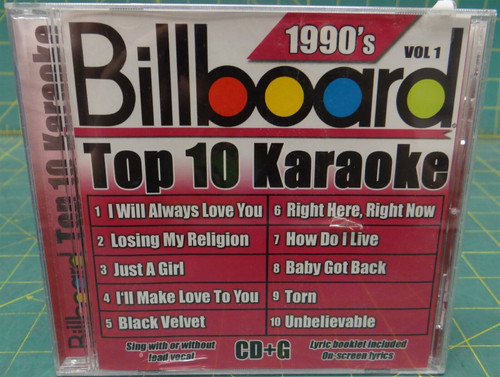 Billboard Top 10 Karaoke 1990's Volume 1 CD Used 20-Tracks Sybersound Records