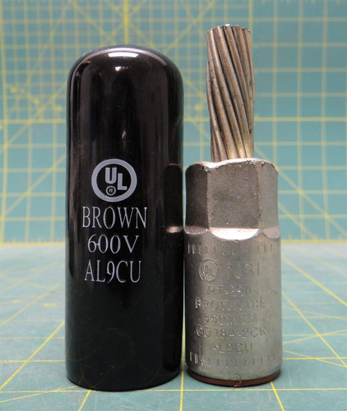 NSI Aluminum, Tin Plated Pin Terminal, 350 MCM, 250 MCM SOLid Pin (Al/Cu), BROWN