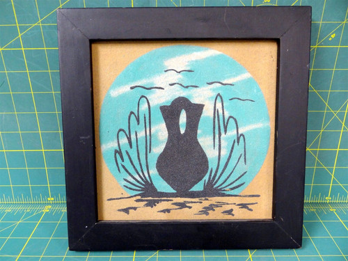 Navajo Sand Painting "Wedding Vase" By R. Lee 10" x 10" Wood Framed