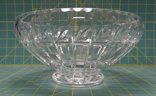 Vintage Crystal Geometric Crosses, Floral Leaves Fruit Bowl Scallop Rim 8.25" D