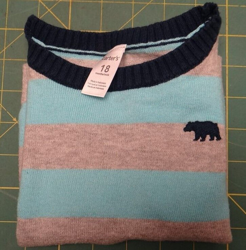 Carter's Blue and Gray Toddler Sweater 18 Months Boys Embroider Polar Bear 