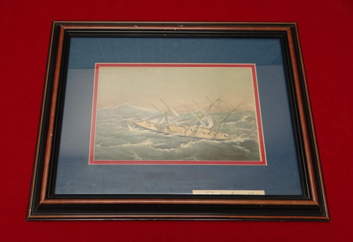 Vintage Print of The Comet in a Hurricane, 1852 w/ Frame