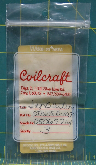 QTY: 3 Coilcraft DT1608C-103 Surface Mount Power Inductors