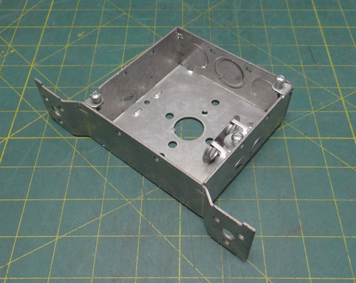 Raco 4" Square Box, 1-1/2" Depth, Three 1/2" KOs and One TKO, UBS, FS Bracket