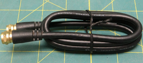 F-Type Male to F-Type Male Coaxial RG-59/U 75 ohm Cable 2' Length